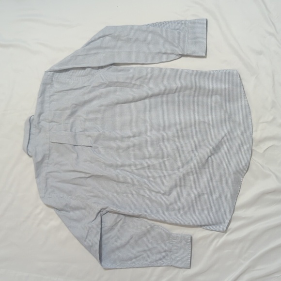 Van Heusen Grid Pattern Button Down Shirt, Color White/Blue Size 16 - Picture 2 of 14